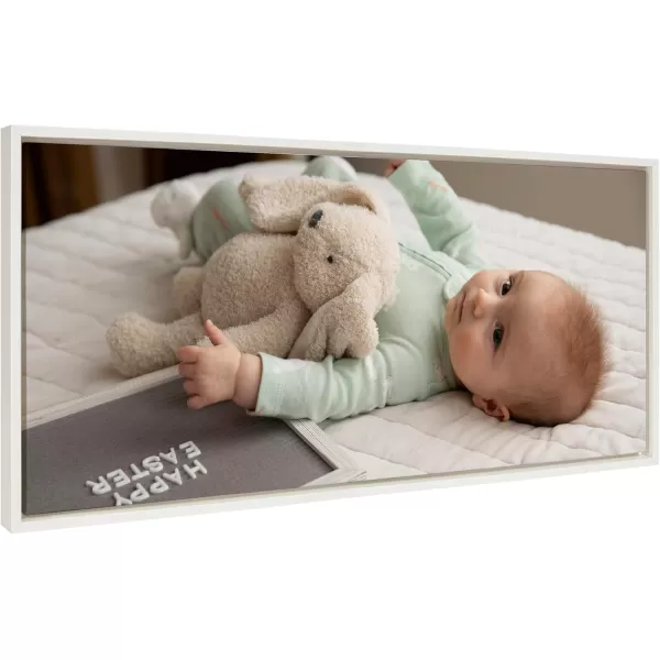 Kate and Laurel Sylvie Custom Printed Framed Canvas Wall Art 33x23 Dark Gray Personal Canvas Print with Your Photos for Bedroom or Living Room Gallery Wall Decor  Printed and Hand Framed in the USAWhite