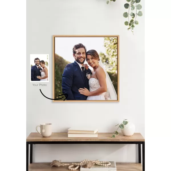 Kate and Laurel Sylvie Custom Printed Framed Canvas Wall Art 33x23 Dark Gray Personal Canvas Print with Your Photos for Bedroom or Living Room Gallery Wall Decor  Printed and Hand Framed in the USANatural