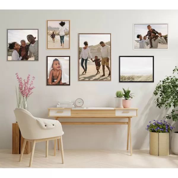 Kate and Laurel Sylvie Custom Printed Framed Canvas Wall Art 33x23 Dark Gray Personal Canvas Print with Your Photos for Bedroom or Living Room Gallery Wall Decor  Printed and Hand Framed in the USAGold