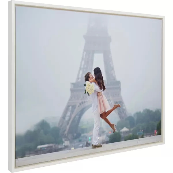 Kate and Laurel Sylvie Custom Printed Framed Canvas Wall Art 33x23 Dark Gray Personal Canvas Print with Your Photos for Bedroom or Living Room Gallery Wall Decor  Printed and Hand Framed in the USAWhite