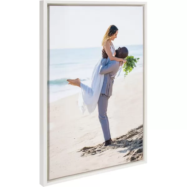 Kate and Laurel Sylvie Custom Printed Framed Canvas Wall Art 33x23 Dark Gray Personal Canvas Print with Your Photos for Bedroom or Living Room Gallery Wall Decor  Printed and Hand Framed in the USAWhite
