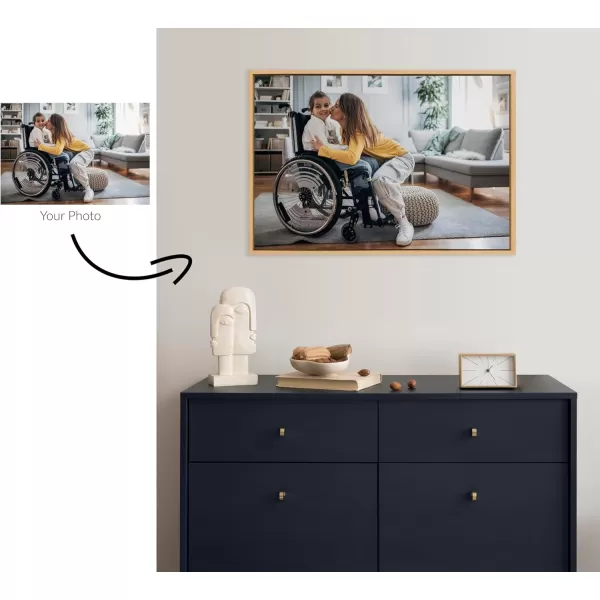 Kate and Laurel Sylvie Custom Printed Framed Canvas Wall Art 33x23 Dark Gray Personal Canvas Print with Your Photos for Bedroom or Living Room Gallery Wall Decor  Printed and Hand Framed in the USANatural