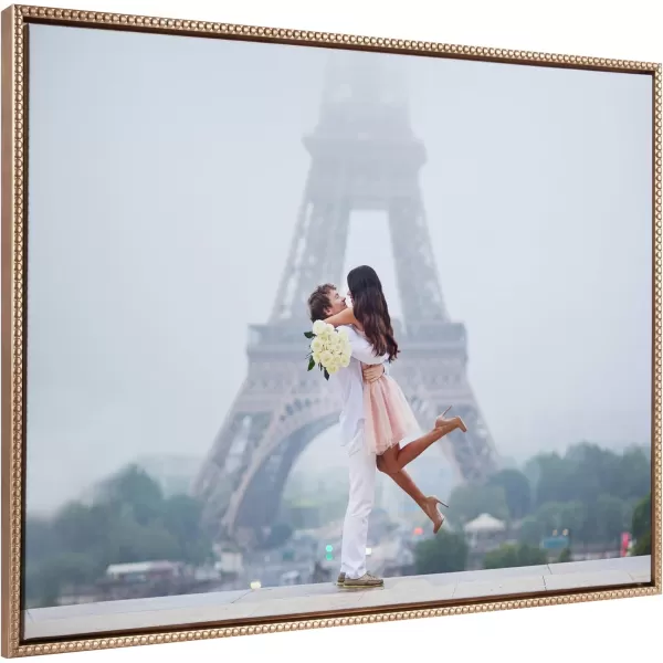 Kate and Laurel Sylvie Custom Printed Framed Canvas Wall Art 33x23 Dark Gray Personal Canvas Print with Your Photos for Bedroom or Living Room Gallery Wall Decor  Printed and Hand Framed in the USABeaded Gold