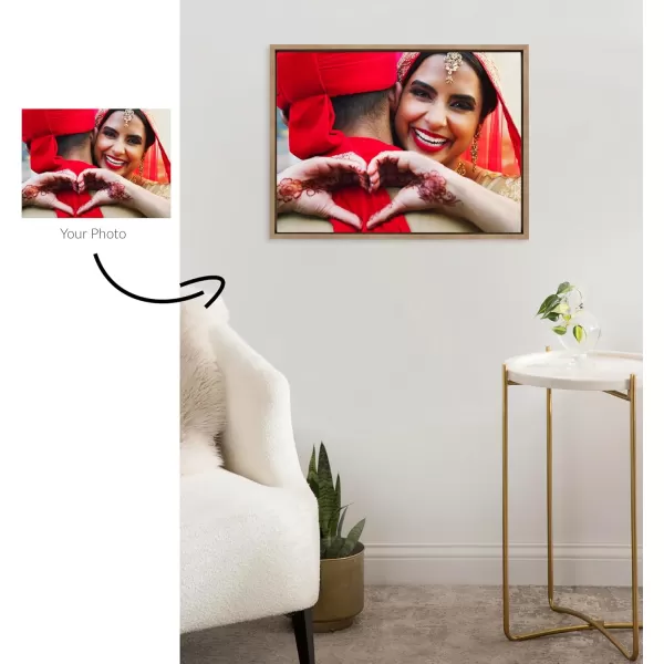 Kate and Laurel Sylvie Custom Printed Framed Canvas Wall Art 33x23 Dark Gray Personal Canvas Print with Your Photos for Bedroom or Living Room Gallery Wall Decor  Printed and Hand Framed in the USAGold