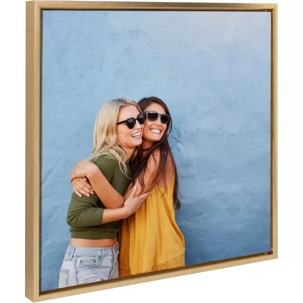 Kate and Laurel Sylvie Custom Printed Framed Canvas Wall Art 33x23 Dark Gray Personal Canvas Print with Your Photos for Bedroom or Living Room Gallery Wall Decor  Printed and Hand Framed in the USABright Gold