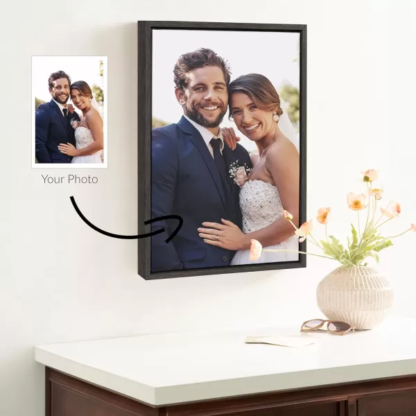 Kate and Laurel Sylvie Custom Printed Framed Canvas Wall Art 33x23 Dark Gray Personal Canvas Print with Your Photos for Bedroom or Living Room Gallery Wall Decor  Printed and Hand Framed in the USADark Gray