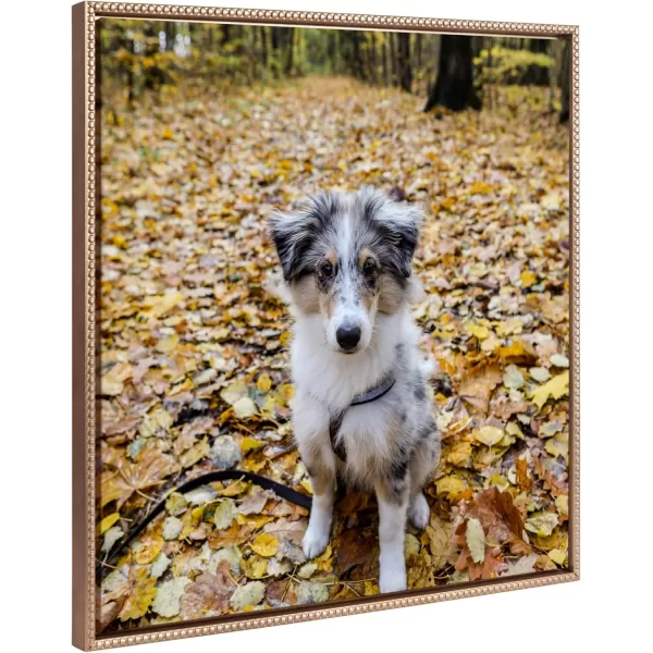 Kate and Laurel Sylvie Custom Printed Framed Canvas Wall Art 33x23 Dark Gray Personal Canvas Print with Your Photos for Bedroom or Living Room Gallery Wall Decor  Printed and Hand Framed in the USABeaded Gold