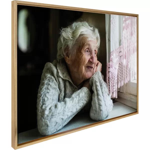Kate and Laurel Sylvie Custom Printed Framed Canvas Wall Art 33x23 Dark Gray Personal Canvas Print with Your Photos for Bedroom or Living Room Gallery Wall Decor  Printed and Hand Framed in the USABright Gold