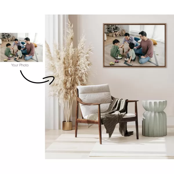 Kate and Laurel Sylvie Custom Printed Framed Canvas Wall Art 33x23 Dark Gray Personal Canvas Print with Your Photos for Bedroom or Living Room Gallery Wall Decor  Printed and Hand Framed in the USAGold