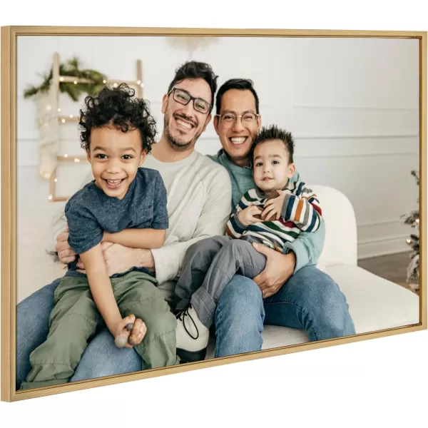 Kate and Laurel Sylvie Custom Printed Framed Canvas Wall Art 33x23 Dark Gray Personal Canvas Print with Your Photos for Bedroom or Living Room Gallery Wall Decor  Printed and Hand Framed in the USABright Gold