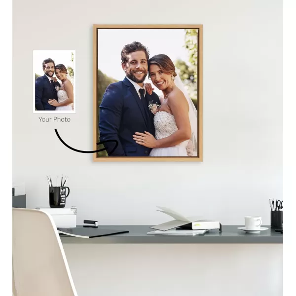Kate and Laurel Sylvie Custom Printed Framed Canvas Wall Art 33x23 Dark Gray Personal Canvas Print with Your Photos for Bedroom or Living Room Gallery Wall Decor  Printed and Hand Framed in the USANatural