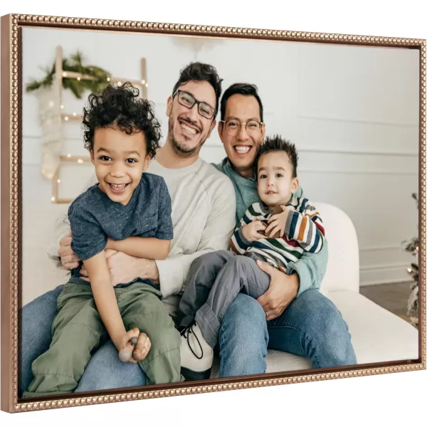 Kate and Laurel Sylvie Custom Printed Framed Canvas Wall Art 33x23 Dark Gray Personal Canvas Print with Your Photos for Bedroom or Living Room Gallery Wall Decor  Printed and Hand Framed in the USABeaded Gold