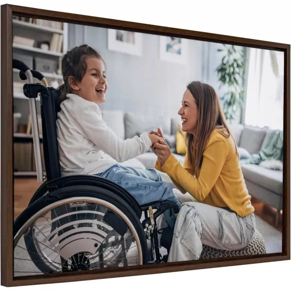 Kate and Laurel Sylvie Custom Printed Framed Canvas Wall Art 33x23 Dark Gray Personal Canvas Print with Your Photos for Bedroom or Living Room Gallery Wall Decor  Printed and Hand Framed in the USABrown