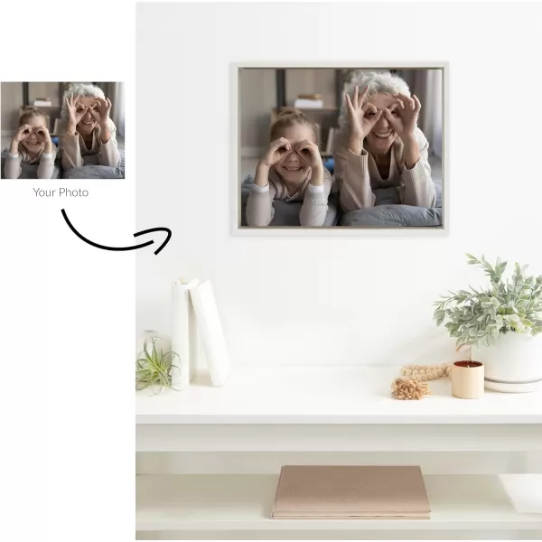 Kate and Laurel Sylvie Custom Printed Framed Canvas Wall Art 33x23 Dark Gray Personal Canvas Print with Your Photos for Bedroom or Living Room Gallery Wall Decor  Printed and Hand Framed in the USAWhite