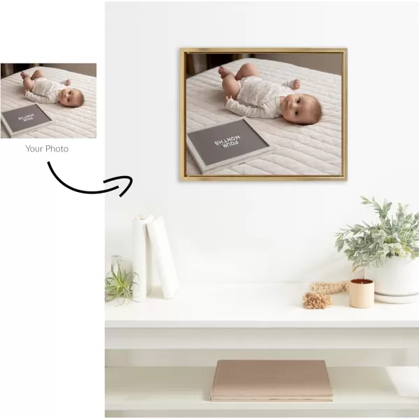 Kate and Laurel Sylvie Custom Printed Framed Canvas Wall Art 33x23 Dark Gray Personal Canvas Print with Your Photos for Bedroom or Living Room Gallery Wall Decor  Printed and Hand Framed in the USABright Gold