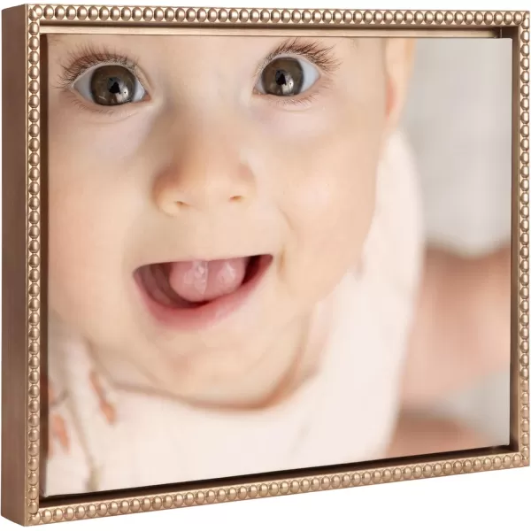 Kate and Laurel Sylvie Custom Printed Framed Canvas Wall Art 33x23 Dark Gray Personal Canvas Print with Your Photos for Bedroom or Living Room Gallery Wall Decor  Printed and Hand Framed in the USABeaded Gold