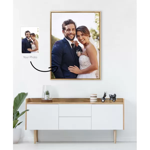 Kate and Laurel Sylvie Custom Printed Framed Canvas Wall Art 33x23 Dark Gray Personal Canvas Print with Your Photos for Bedroom or Living Room Gallery Wall Decor  Printed and Hand Framed in the USABright Gold
