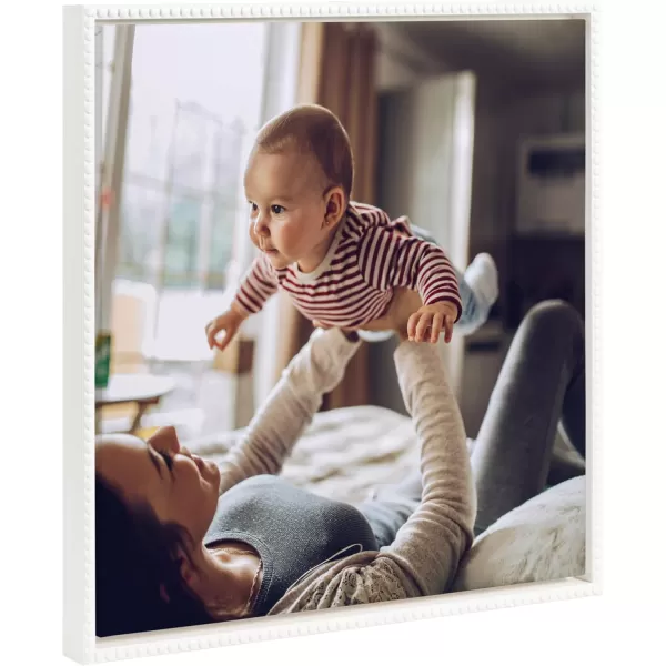 Kate and Laurel Sylvie Custom Printed Framed Canvas Wall Art 33x23 Dark Gray Personal Canvas Print with Your Photos for Bedroom or Living Room Gallery Wall Decor  Printed and Hand Framed in the USABeaded White