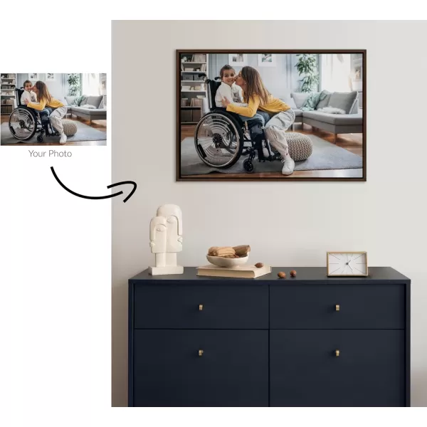 Kate and Laurel Sylvie Custom Printed Framed Canvas Wall Art 33x23 Dark Gray Personal Canvas Print with Your Photos for Bedroom or Living Room Gallery Wall Decor  Printed and Hand Framed in the USABrown