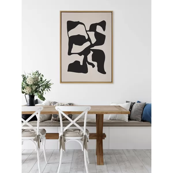 Kate and Laurel Sylvie Distorted Shapes of Black and Tan Framed Canvas Wall Art by The Creative Bunch Studio 28x38 Black Contemporary Abstract Bold Art for WallNatural