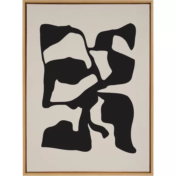 Kate and Laurel Sylvie Distorted Shapes of Black and Tan Framed Canvas Wall Art by The Creative Bunch Studio 28x38 Black Contemporary Abstract Bold Art for WallNatural