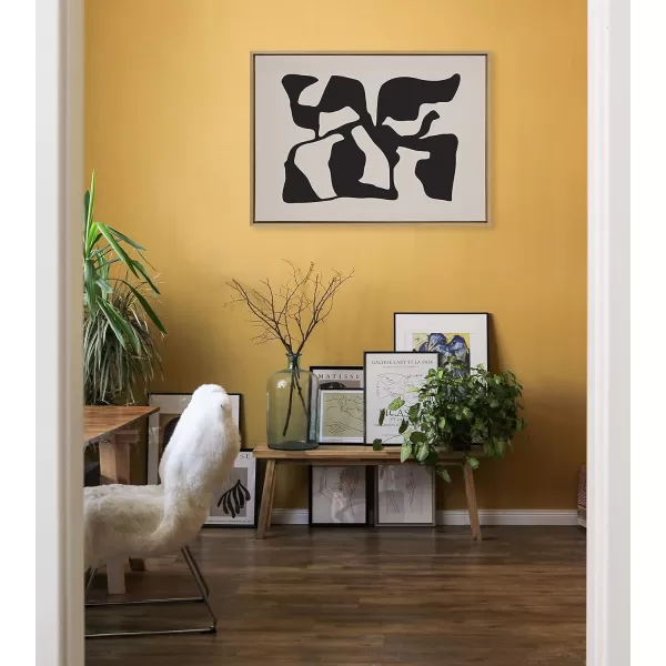 Kate and Laurel Sylvie Distorted Shapes of Black and Tan Framed Canvas Wall Art by The Creative Bunch Studio 28x38 Black Contemporary Abstract Bold Art for WallNatural