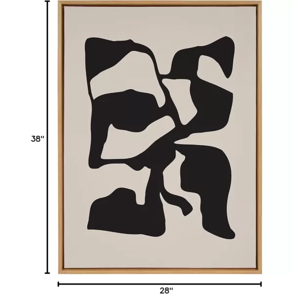Kate and Laurel Sylvie Distorted Shapes of Black and Tan Framed Canvas Wall Art by The Creative Bunch Studio 28x38 Black Contemporary Abstract Bold Art for WallNatural