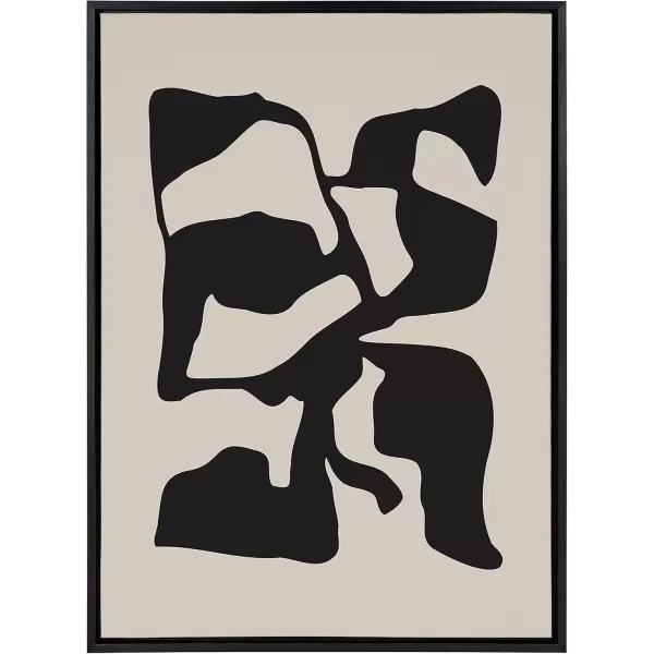 Kate and Laurel Sylvie Distorted Shapes of Black and Tan Framed Canvas Wall Art by The Creative Bunch Studio 28x38 Black Contemporary Abstract Bold Art for WallBlack