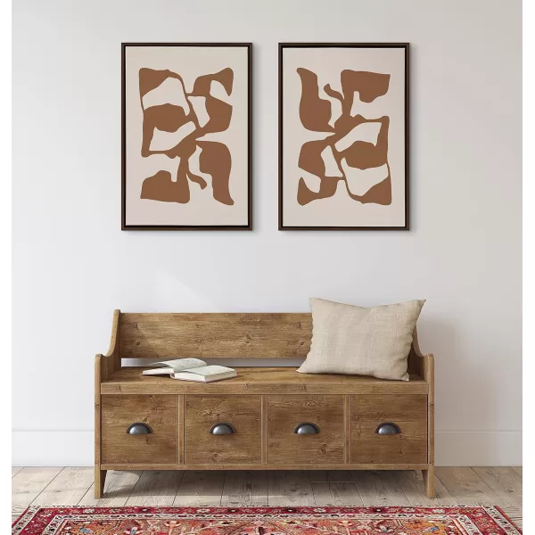 Kate and Laurel Sylvie Distorted Shapes of Brown and Tan Framed Canvas Wall Art by The Creative Bunch Studio 23x33 Brown Contemporary Abstract Bold Art for Wall
