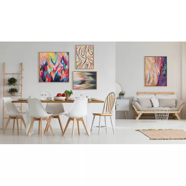Kate and Laurel Sylvie EV Brushstroke 100 Framed Canvas Wall Art by Jessi Raulet of Ettavee 30x30 Natural Colorful Abstract for WallNatural