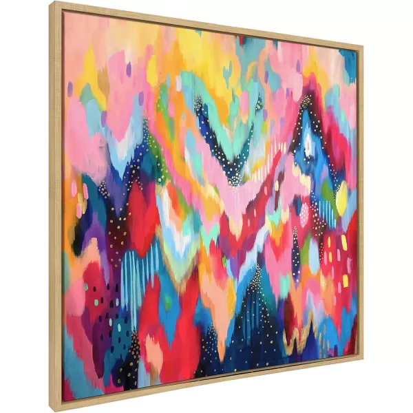 Kate and Laurel Sylvie EV Brushstroke 100 Framed Canvas Wall Art by Jessi Raulet of Ettavee 30x30 Natural Colorful Abstract for WallNatural