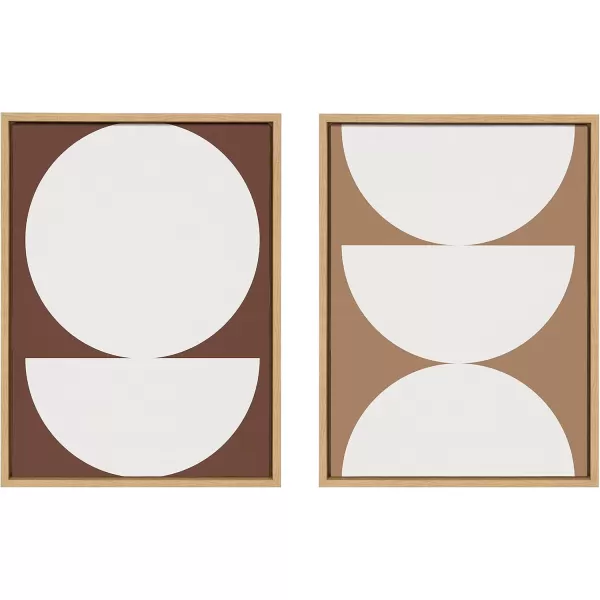 Kate and Laurel Sylvie Earthy Boho Geometric Brown and Terra Cotta Framed Canvas Wall Art Set by The Creative Bunch Studio 2 Piece Set 18x24 Natural Neutral Modern Abstract Wall Art Dcor Set