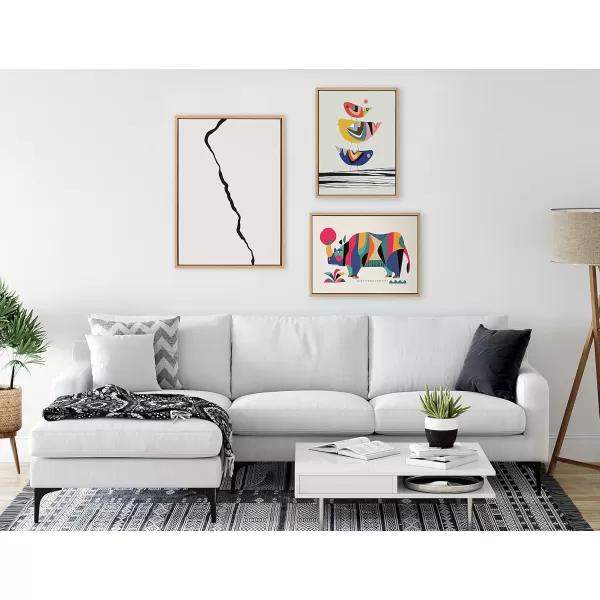 Kate and Laurel Sylvie Elevated Abstract Minimalist Mountain Landscape Framed Canvas Wall Art by The Creative Bunch Studio 18x40 Natural Minimal Mountainous Landscape Art for WallNatural