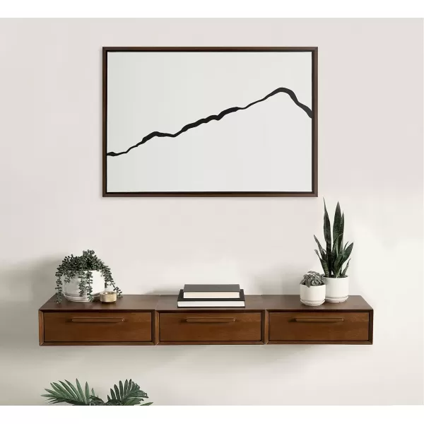 Kate and Laurel Sylvie Elevated Abstract Minimalist Mountain Landscape Framed Canvas Wall Art by The Creative Bunch Studio 18x40 Natural Minimal Mountainous Landscape Art for WallBrown