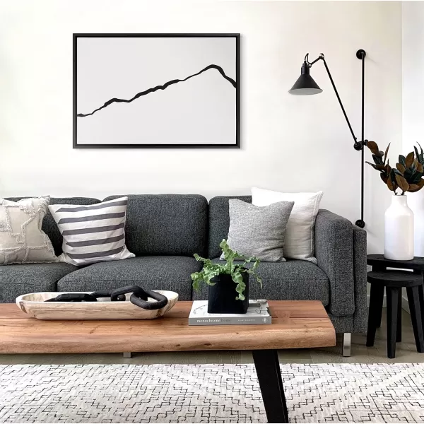 Kate and Laurel Sylvie Elevated Abstract Minimalist Mountain Landscape Framed Canvas Wall Art by The Creative Bunch Studio 18x40 Natural Minimal Mountainous Landscape Art for WallBlack