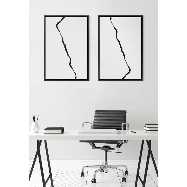 Kate and Laurel Sylvie Elevated Abstract Minimalist Mountain Landscape Framed Canvas Wall Art by The Creative Bunch Studio 18x40 Natural Minimal Mountainous Landscape Art for WallBlack