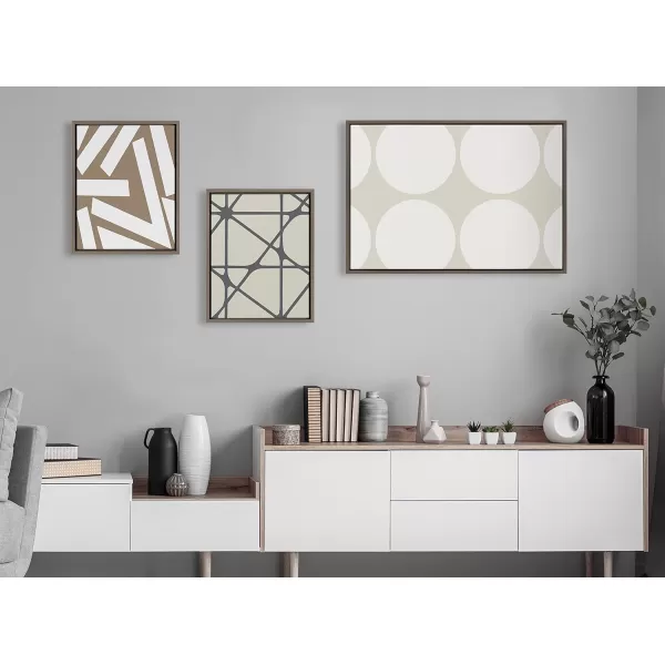 Kate and Laurel Sylvie Elevated Modern Neutral Dots Pattern No 2 and Stained Glass Framed Canvas Wall Art Set by The Creative Bunch Studio Set of 3 16x20 and 23x33 Natural Abstract Wall DcorGray