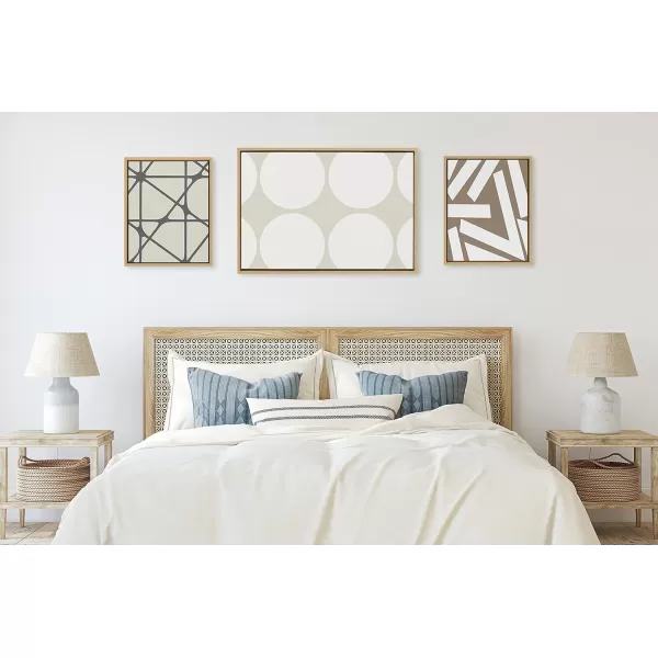 Kate and Laurel Sylvie Elevated Modern Neutral Dots Pattern No 2 and Stained Glass Framed Canvas Wall Art Set by The Creative Bunch Studio Set of 3 16x20 and 23x33 Natural Abstract Wall DcorNatural