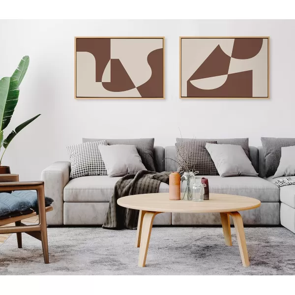 Kate and Laurel Sylvie Eye Catching Sleek Abstract 4 Brown and Beige Framed Canvas Wall Art by The Creative Bunch Studio 23x33 Natural Modern Contemporary Line Art Wall Decor