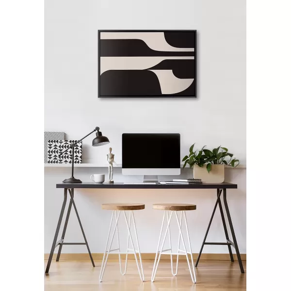 Kate and Laurel Sylvie Eye Catching Sleek Abstract 6 Black and Beige Framed Canvas Wall Art by The Creative Bunch Studio 23x33 Black Modern Contemporary Art for WallBlack