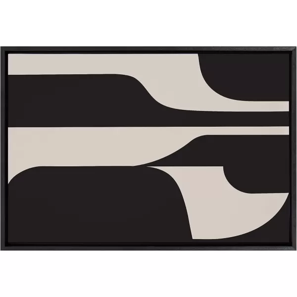 Kate and Laurel Sylvie Eye Catching Sleek Abstract 6 Black and Beige Framed Canvas Wall Art by The Creative Bunch Studio 23x33 Black Modern Contemporary Art for WallBlack