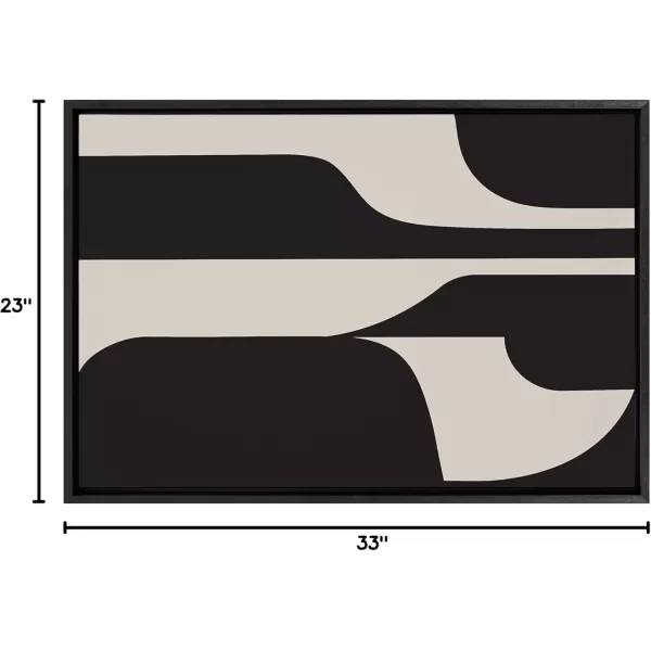 Kate and Laurel Sylvie Eye Catching Sleek Abstract 6 Black and Beige Framed Canvas Wall Art by The Creative Bunch Studio 23x33 Black Modern Contemporary Art for WallBlack