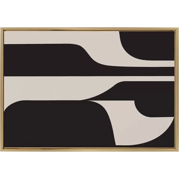 Kate and Laurel Sylvie Eye Catching Sleek Abstract 6 Black and Beige Framed Canvas Wall Art by The Creative Bunch Studio 23x33 Black Modern Contemporary Art for WallGold