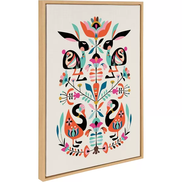 Kate and Laurel Sylvie Floral Bunny Framed Canvas Wall Art by Rachel Lee 23x33 Natural Colorful Baby Animal Home Decor