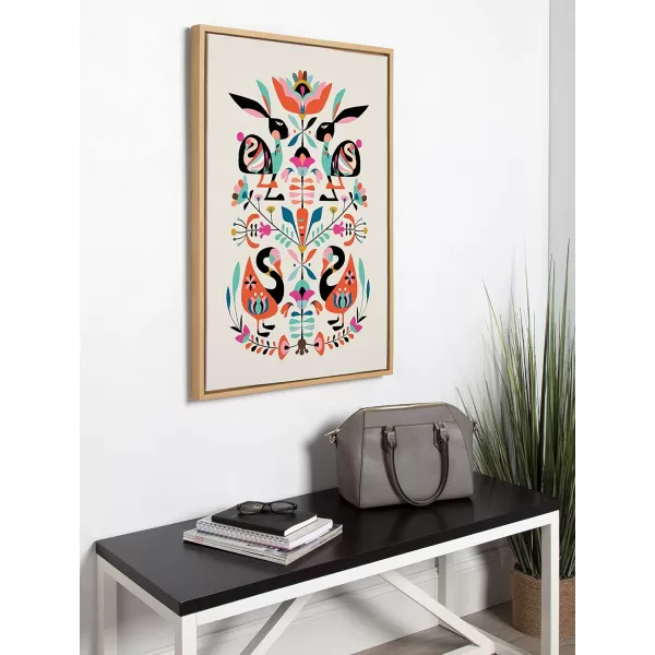 Kate and Laurel Sylvie Floral Bunny Framed Canvas Wall Art by Rachel Lee 23x33 Natural Colorful Baby Animal Home Decor