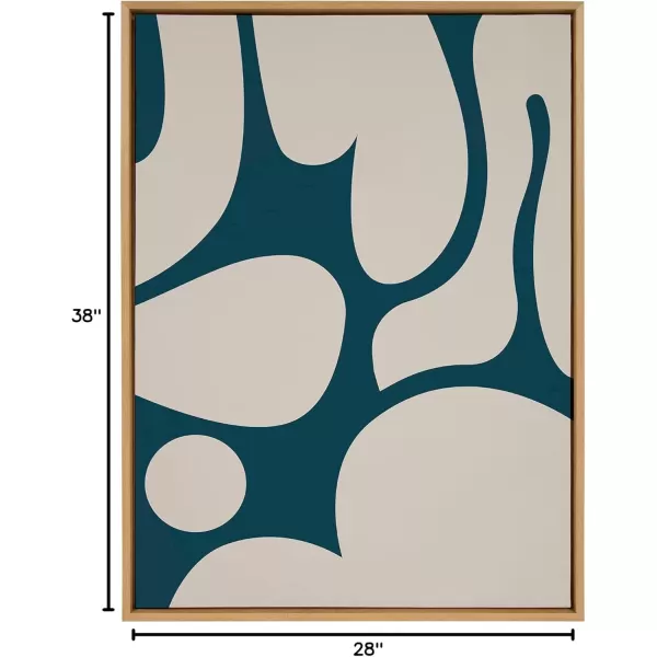 Kate and Laurel Sylvie Groovy Happy Abstract Dark Green Teal and Tan Framed Canvas Wall Art by The Creative Bunch Studio 28x38 Brown Retro Mid Century Modern Abstract Wall DcorNatural
