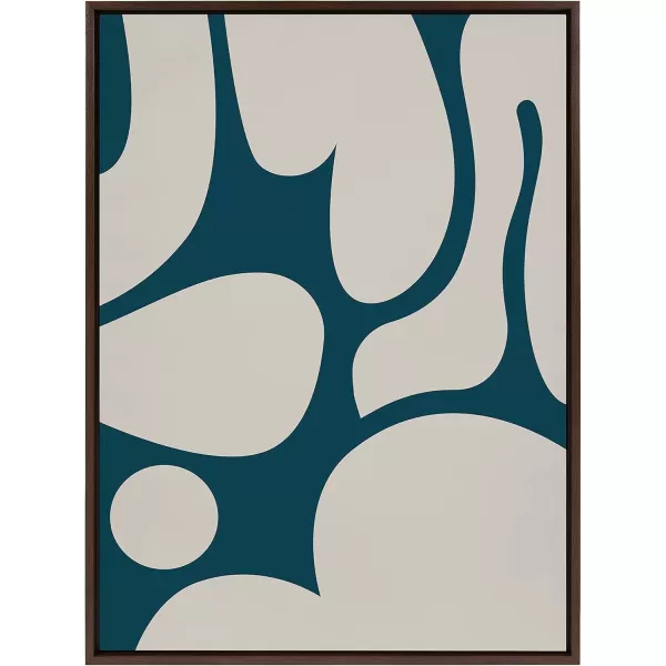 Kate and Laurel Sylvie Groovy Happy Abstract Dark Green Teal and Tan Framed Canvas Wall Art by The Creative Bunch Studio 28x38 Brown Retro Mid Century Modern Abstract Wall DcorBrown