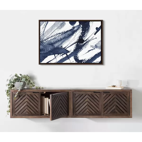 Kate and Laurel Sylvie Indigo Watercolor Framed Canvas Wall Art by Amy Peterson Art Studio 23x33 Gray Decorative Abstract Art Print for WallBrown