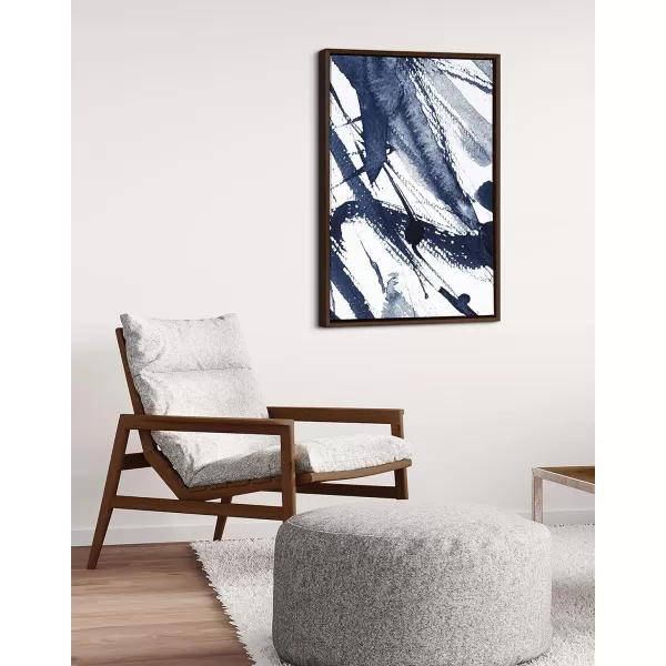 Kate and Laurel Sylvie Indigo Watercolor Framed Canvas Wall Art by Amy Peterson Art Studio 23x33 Gray Decorative Abstract Art Print for WallBrown