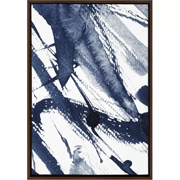 Kate and Laurel Sylvie Indigo Watercolor Framed Canvas Wall Art by Amy Peterson Art Studio 23x33 Gray Decorative Abstract Art Print for WallBrown